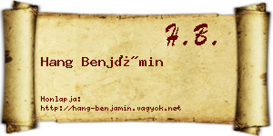 Hang Benjámin névjegykártya