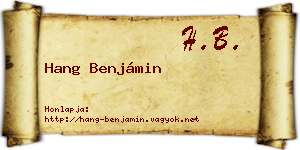Hang Benjámin névjegykártya